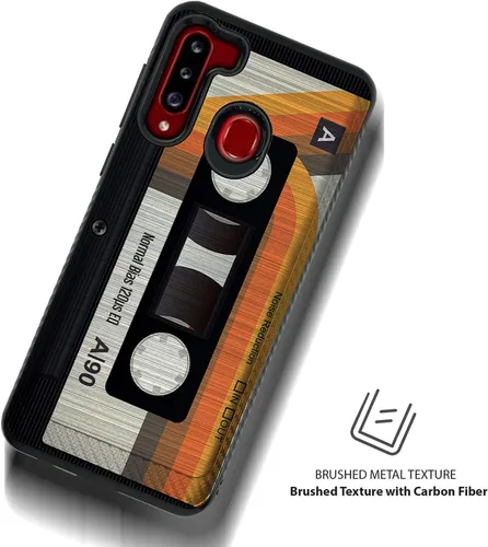 Vista 3 de CasesOnDeck - Funda de agarre compatible con Samsung Galaxy A21 y A21 [blindaje cepillado] Funda delgada y resistente, color negro mate