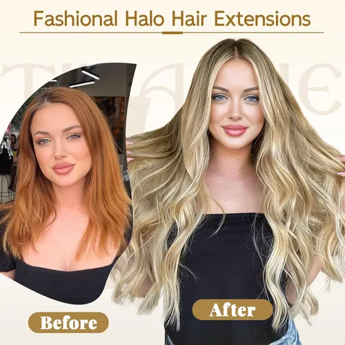 Vista 5 de Tinashe Extensiones de cabello humano real con alambre, lacio, 12 pulgadas, 2.47 onzas, rubio claro, con reflejos rubio dorado, extensiones