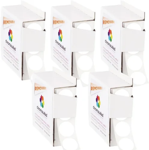 Vista 17 de ChromaLabel Puntos adhesivos extraíbles, 3/4 pulgadas amarillo, 1000/caja