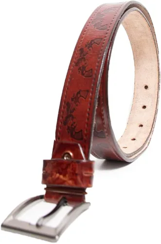 Vista 3 de Correa de cinturón de cuero grabada - Cinturón 100% de cuero de 1 pulgada de ancho con hebilla - Cinturones CTK Saddlery Western
