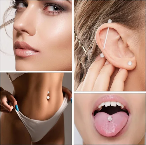 Vista 4 de Lusofie Paquete de 48 retenedores de perforación transparentes, retenedores de plástico flexible sin BPA para labio/nariz, ceja/ombligo, seguro