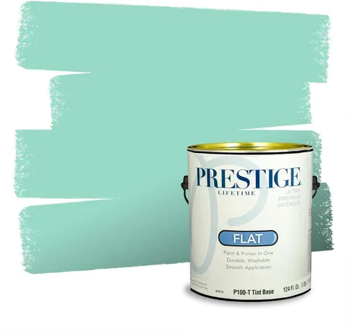 Vista 129 de Prestige Paints - Pintura exterior e imprimación en uno, 1 galón, plano, compatibilidad comparable con el color menta «Whipped Mint» de Behr