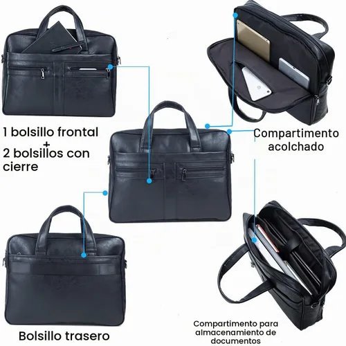 Vista 4 de seyfocnia Men's Leather Messenger Bag, Laptop Briefcase Business Satchel Computer