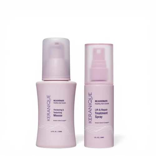 Vista 10 de Keranique Mousse Voluminizador para Mujeres - Espuma Anti-Frizz para Engrosar y Peinar para Cabello Fino, Liso, Ondulado y Rizado