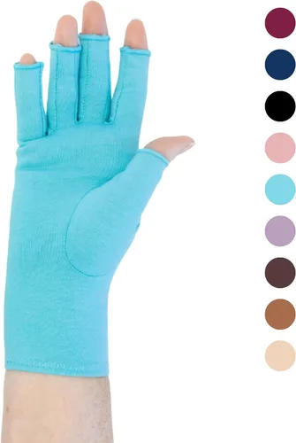 Vista 2 de GRACE & ABLE Guantes de compresión para artritis - Dedo abierto, mezcla de algodón, soporte de mano ligero y transpirable