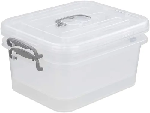 Vista 7 de Paquete de 2 contenedores de almacenamiento con tapa, juego de caja de plástico de 8 litros