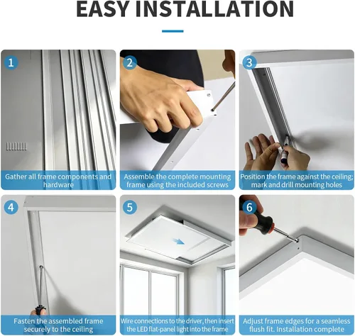 Vista 5 de Kit de montaje en superficie de 1 x 4 para panel plano LED, marco de techo de aluminio para 12 x 48 x 3.13 pulgadas, bueno para panel iluminado
