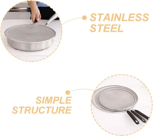 Vista 8 de Splatter Screen with Handle 3pcs Stainless Steel for Kitchen Cooking