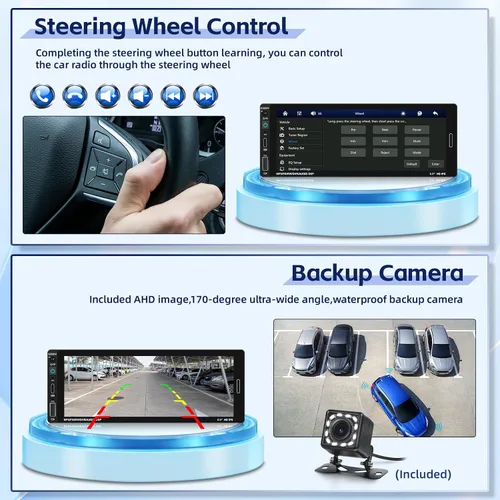 Vista 11 de [Fuluku] Estéreo de coche de 6,9 pulgadas de un solo DIN con Carplay inalámbrico Android Auto Wireless Carplay Android Auto,1 Din Car Radio BT
