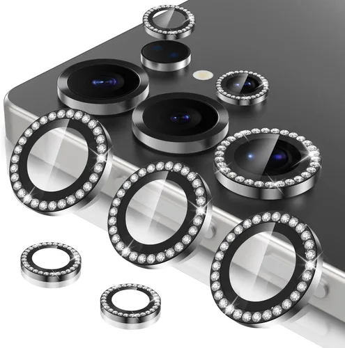 Vista 187 de Casetego Protector de lente de cámara para Galaxy Z Fold 8, [Diseño de purpurina mejorado], [Fuerte adherencia], lente de vidrio templado 9H negro