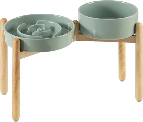 Vista 39 de Havniva Cuencos elevados para perros de alimentación lenta, 6.1 pulgadas 1 x café marrón - C