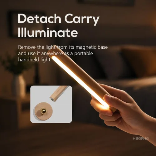 Vista 6 de Lámpara de pared de madera con rotación de 360°, aplique magnético Madera de haya 1 pieza
