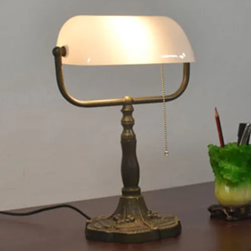 Vista 5 de Lámpara de mesa tradicional de Bankers, luces de escritorio de lectura para dormitorio, mesita de noche, oficina, interruptor de cadena, base