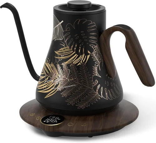 Vista 14 de INTASTING - Hervidor eléctrico de cuello de cisne con control de temperatura de ±1℉ para café y té de infusión, calentamiento rápido, acero