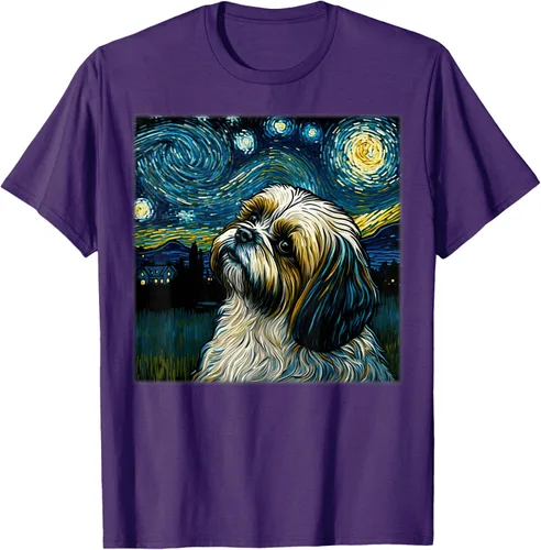 Vista 86 de Camiseta Surrealism Starry Night Shih Tzu Dog