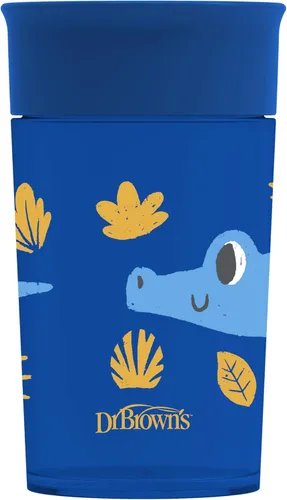 Vista 20 de Dr. Brown's Milestones Cheers 360 - Vaso de transición sin boquilla, apto para viajes y sin fugas, para bebés y niños pequeños, animales azul/verde