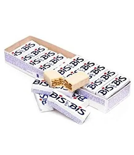 Vista 2 de Lacta Bis Chocolate Branco Caixa com 20 unidades 4.44 oz, Caramelo de oblea de chocolate blanco importado de Brasil Caja con 20 unidades 4.9 oz