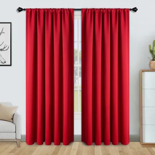 Vista 23 de KEMCO Cortinas opacas con pestaña trasera y bolsillo para barra, cortinas opacas con aislamiento térmico sólido para sala de estar, dormitorio