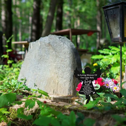 Vista 7 de Roowest Angel Baby Memorial Grave Stake in Loving Memory Grave Marker Decoraciones Condolencias Recuerdo Regalos conmemorativos para cementerio al