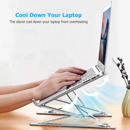 Vista 2 de Soporte de computadora portátil para escritorio, soporte estable para MacBook Pro, elevador ergonómico de aluminio para computadora de 12, 13, 15