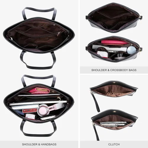 Vista 4 de Juego de 3bolsos de mano para mujer, bolso estilo boho tipo bandolera para llevar colgado del hombro