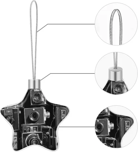 Vista 4 de Retro Cool Camera Collection - Adornos de estrella con forma de estrella, adornos de Navidad colgantes de Navidad, colgante reutilizable
