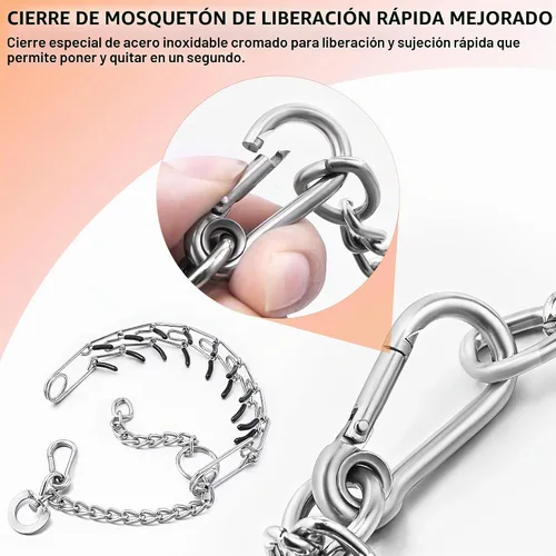 Vista 4 de DEYACE Collar de entrenamiento para perros de acero inoxidable, hebilla de liberación rápida, collar ajustable para perros pequeños, circunferencia