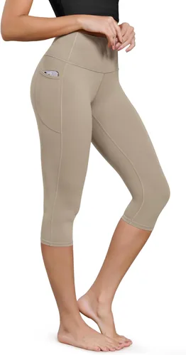 Vista 22 de ODODOS Pantalones capri de yoga suaves como mantequilla para salón con bolsillos para mujeres, leggings capri de cintura alta de 14"/19"/21