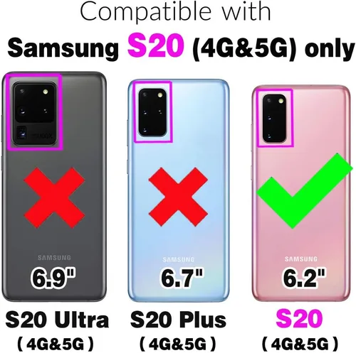 Vista 2 de Funda de teléfono para Samsung Galaxy S20 Glaxay S 20 5G de 6.2 pulgadas con protector de pantalla de vidrio templado y accesorios para celda