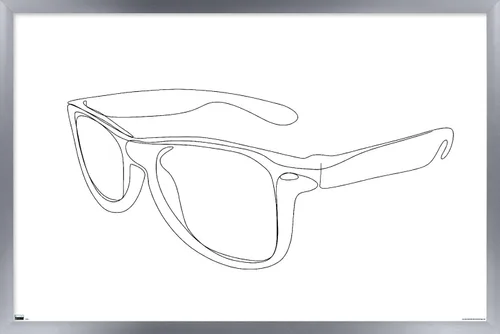 Vista 9 de Trends International LÍNEA Y CEPILLO - Póster de pared de lentes de sol de línea continua, 22.37 x 34.00 pulgadas, versión enmarcada de caoba