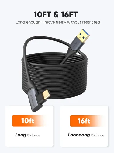 Vista 5 de CableCreation Compatible con Quest 2/Quest Pro Link Cable de 10 pies, cable USB C de 5 Gbps de transferencia de datos de alta velocidad, carga