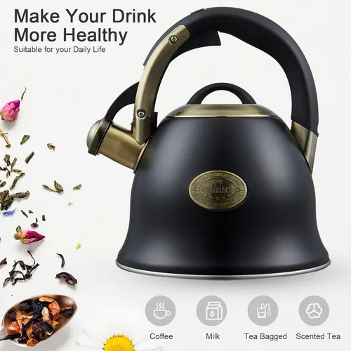 Vista 2 de Tetera de Té - Hervidor de 2.2 Quart para Estufa Silbante de Acero Inoxidable Ollas de Té para Estufa Silbante de Té