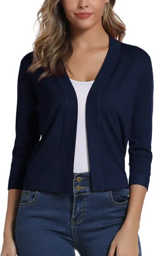 Vista 4 de Urban CoCo Cárdigan corto de mangas 34 para mujer suéter elegante