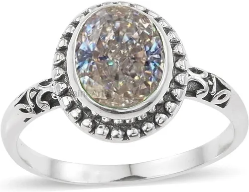 Vista 11 de Anillo de plata de ley 925 para mujer, anillo único de gema ovalada hecho a mano