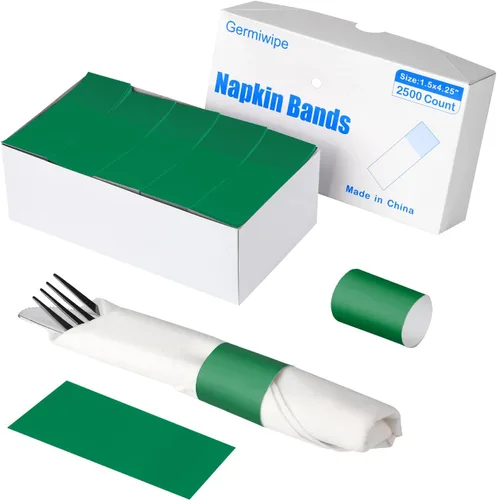 Vista 13 de Germiwipe - 2500 servilletas autoadhesivas de papel negro Bandas de cubiertos, servilleteros perfectos para fiestas de cumpleaños, bodas