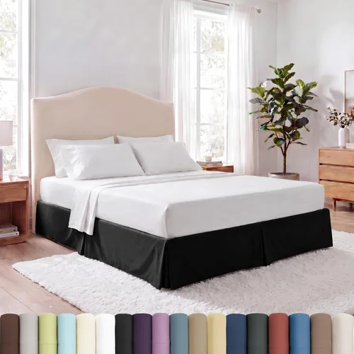 Vista 22 de Southshore Fine Linens VILANO Springs faldón para cama plisada, 15 pulgadas, Microfibra, Blanco brillante, gemelo