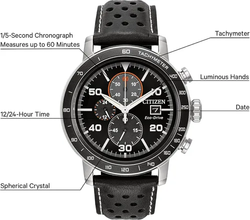 Vista 10 de Citizen Men's Eco-Drive Weekender Brycen Chronograph Watch in Stainless Steel