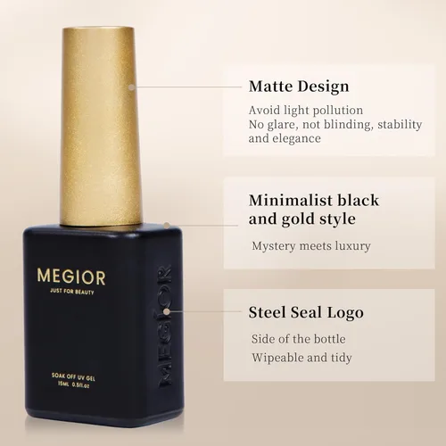Vista 4 de MEGIOR Esmalte de uñas de gel azul de 0.5 onzas líquidas, color azul grisáceo, lámpara LED UV, esmalte de gel para manicura y pedicura