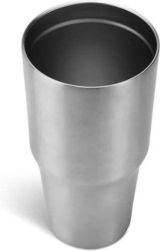 Vista 3 de makerflo Paquete de 25 vasos plateados de acero inoxidable de 30 onzas con tapa y pajilla, listo para manualidades para regalos y personalización