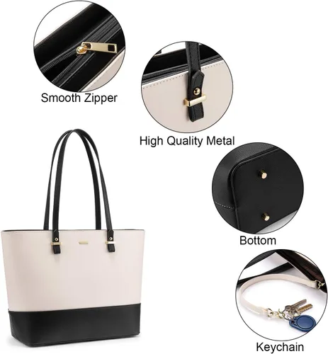 Vista 5 de LOVEVOOK Bolsos de mano para mujeres, bolsos de hombro, bolso tote, bolso satchel, bolso hobo, conjunto de bolso de 3 piezas