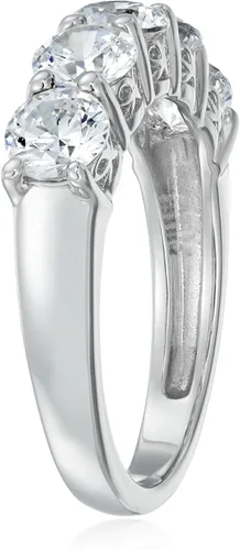 Vista 50 de Amazon Essentials Anillo de plata de ley de cinco piedras con circonita cúbica de corte redondo Infinite Elements (anteriormente colección Amazon)