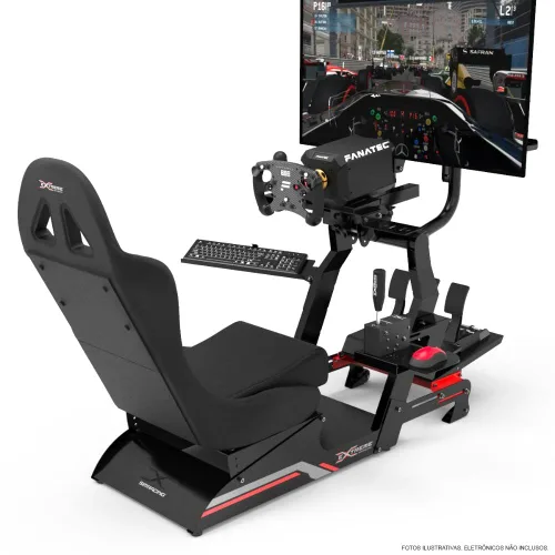 Vista 2 de Extreme Simracing Racing Simulator Cockpit With All Accessories (BlackRed) - VIRTUAL EXPERIENCE V 3.0 Racing Simulator For Logitech G27, G29, G920
