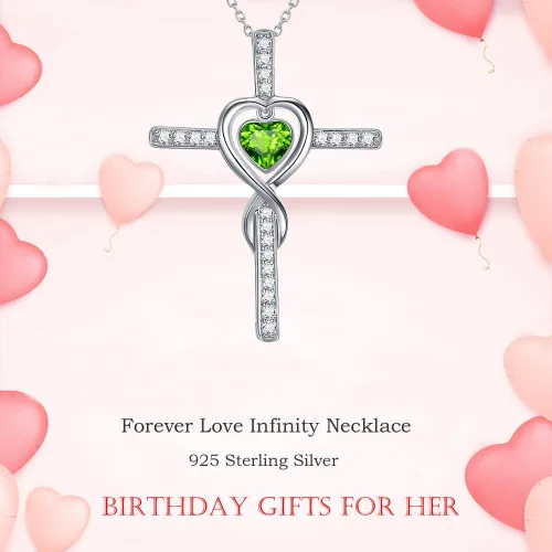 Vista 2 de Dorella Collar de infinito de amor para ella, regalos de cumpleaños, esposa, mamá, plata de ley 925, piedra natal de junio, joyería de perlas