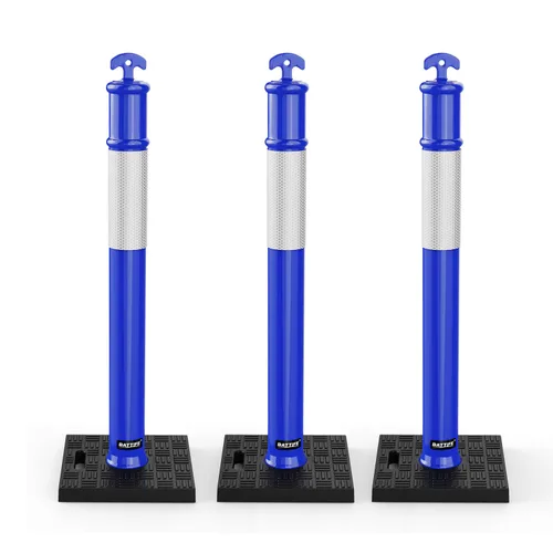 Vista 16 de BATTIFE Poste delineador de 45 pulgadas con base, conos de delineador de tráfico naranja con collar reflectante para práctica de conducción
