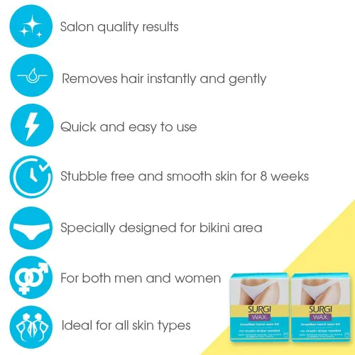 Vista 3 de Surgi-wax Kit de depilación brasileña para partes íntimas, cajas 4 onzas (3 unidades).