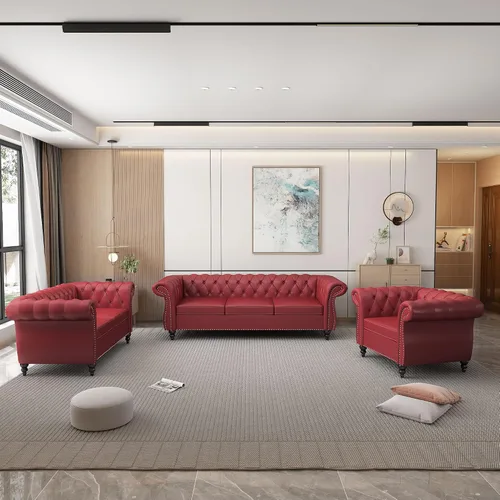 Vista 44 de AVZEAR Juego de sofá modular de 2 piezas para sala de estar, sofá tapizado, moderno juego de sofás estilo con botones acolchonados, sofá Beige