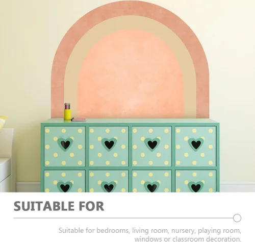 Vista 8 de Uonlytech Adhesivo de pared de arco extraíble para decoración elegante del hogar, fácil de aplicar, arte de pared semicírculo para dormitorios