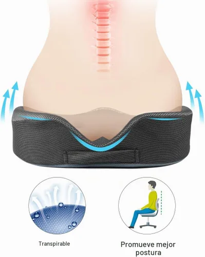 Vista 4 de LOUTYTUO Cojín de asiento, 100% espuma viscoelástica y funda lavable, para silla de oficina, asiento de coche y silla de ruedas, cojín de asiento