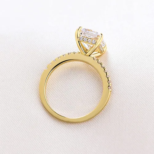 Vista 7 de Effinny Anillo de compromiso de corte radiante de 3.57.0 ct para mujer, anillo de compromiso de plata esterlina chapada en oro amarillo