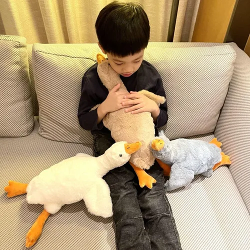 Vista 6 de Tanha Peluche de ganso, suave felpa de ganso, lindo ganso de peluche, animal de peluche de pato, 20 pulgadas, marrón
